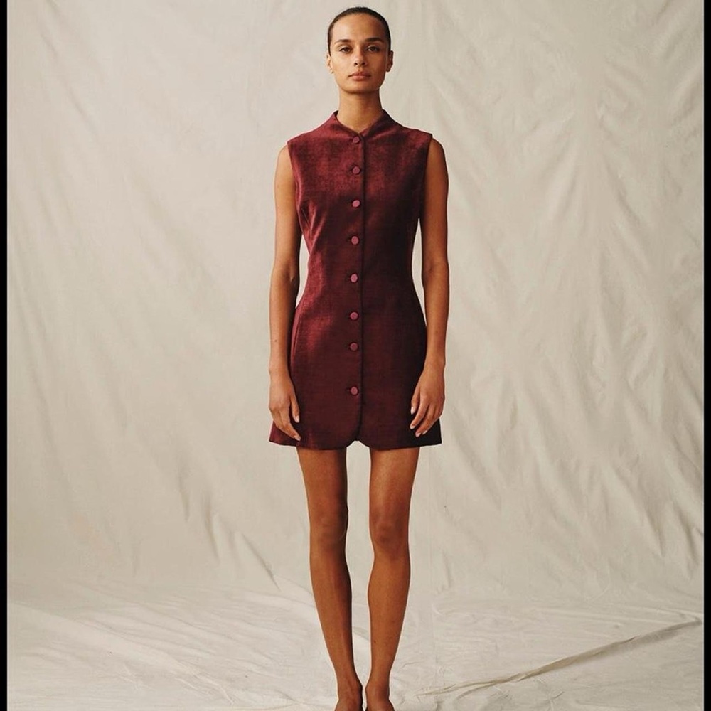 SOLD Attersee Textured Mini Velvet Dress “Wine”